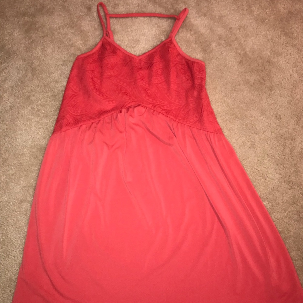Coral spaghetti strap dress